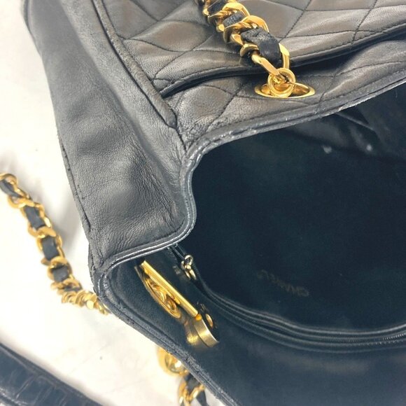 CHANEL Vintage Black Lambskin Leather Coco Mark Shoulder Bag - Picture 16 of 16
